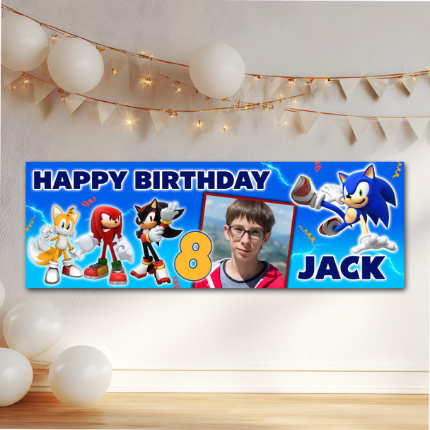 Personalised Party Banner For Kids Birthday Sonic The Hedgehog Photo