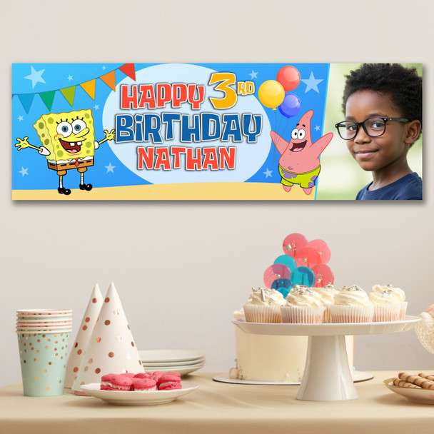 Personalised Party Banner For Kids Birthday Spongebob Photo