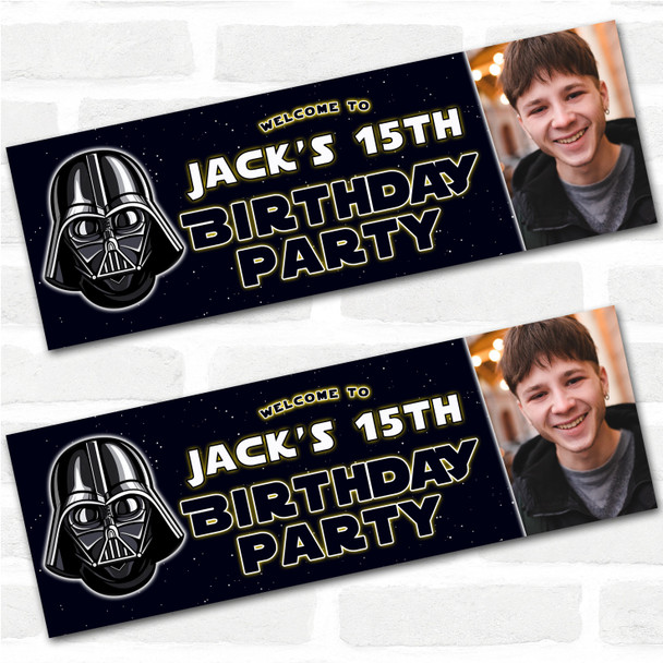 Personalised Party Banner For Kids Birthday Star Wars Darth Vader Photo