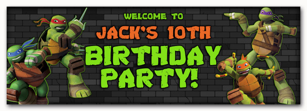 Personalised Party Banner For Kids Birthday Teenage Mutant Ninja Turtles