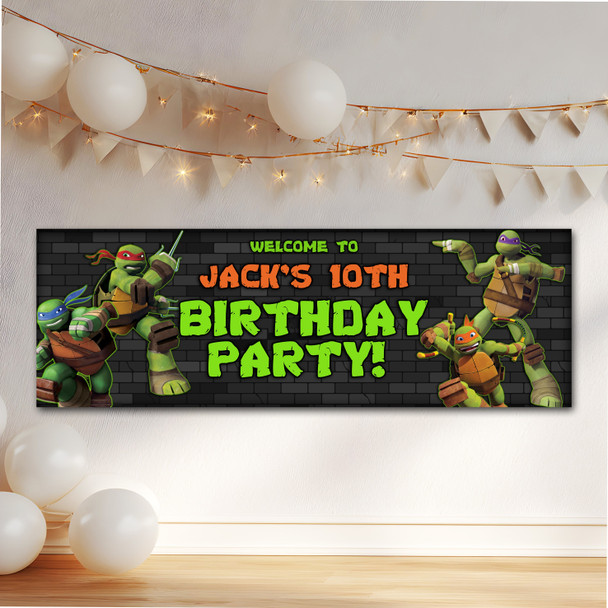 Personalised Party Banner For Kids Birthday Teenage Mutant Ninja Turtles
