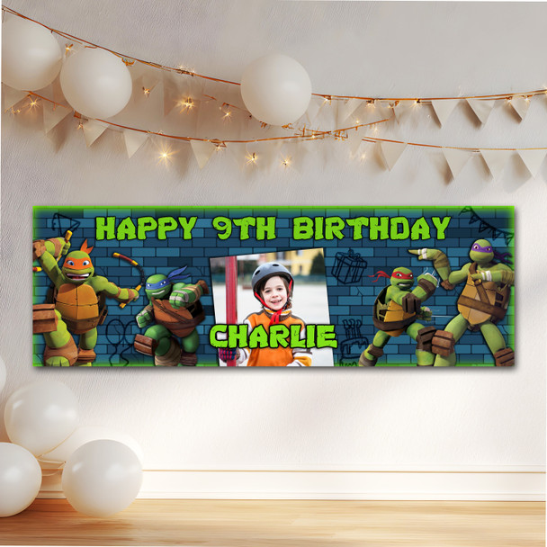 Personalised Party Banner For Kids Birthday Teenage Mutant Ninja Turtles Photo