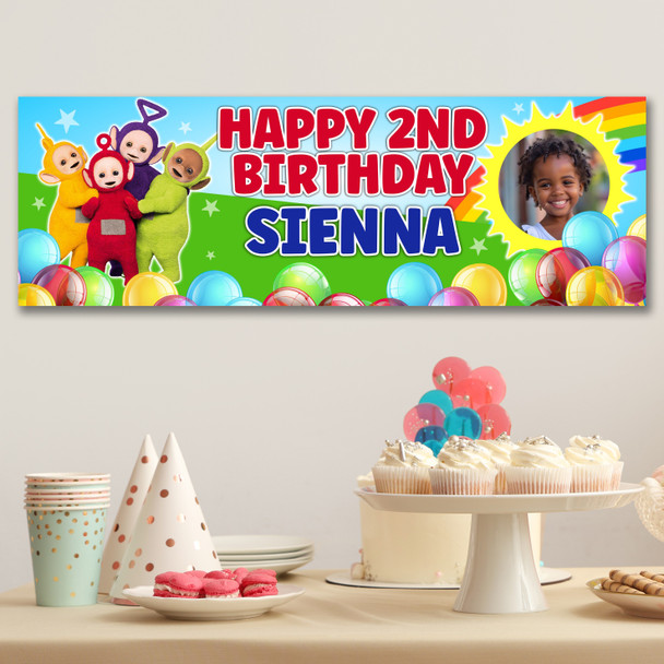 Personalised Party Banner For Kids Birthday Teletubbies Sun Photo