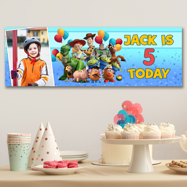 Personalised Party Banner For Kids Birthday Photo Toy Story