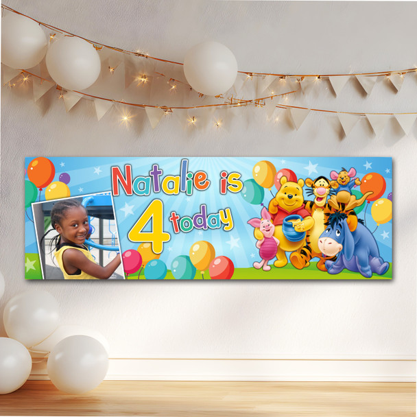 Personalised Party Banner For Kids Birthday Balloons Winnie-The-Pooh