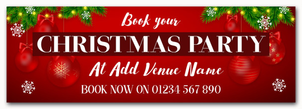 Personalised Party Banner For Christmas Party Book Venue Name Business Red