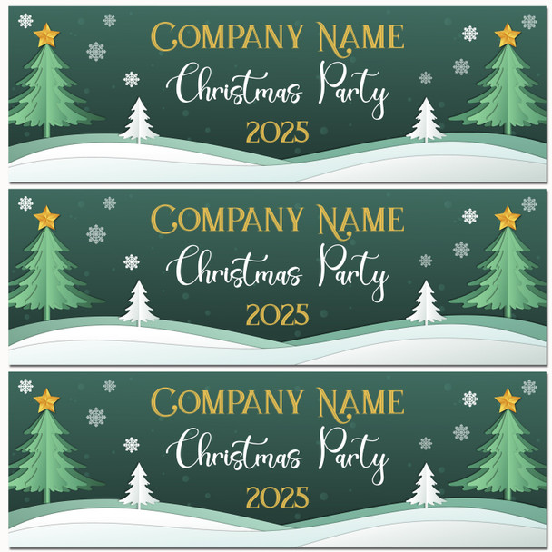 Personalised Party Banner For Christmas Party Green Tree Snow