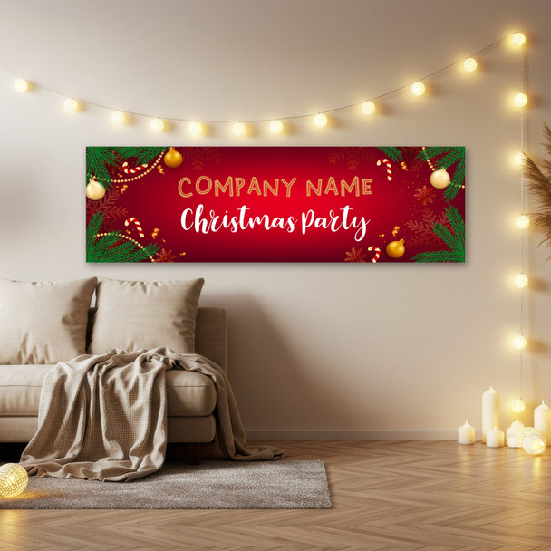 Personalised Party Banner For Christmas Party Red Snowflakes