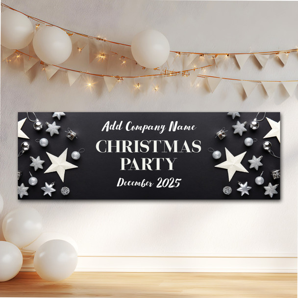 Personalised Party Banner For Christmas Party Silver Stars