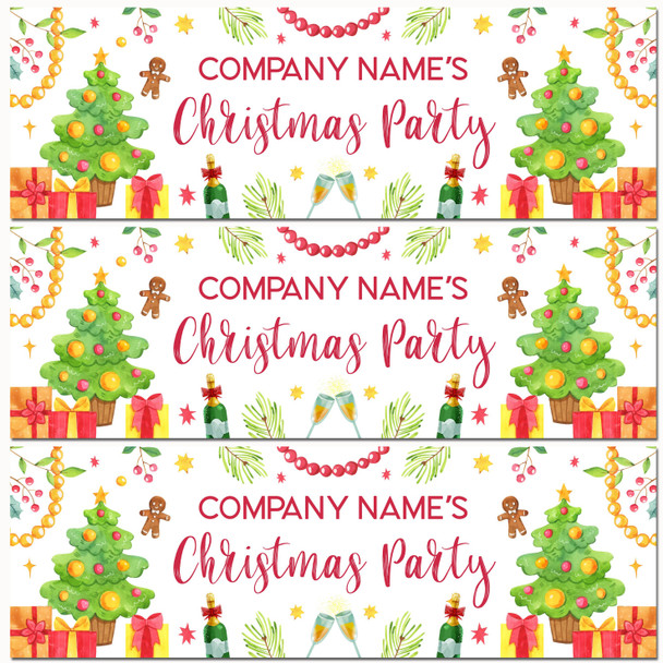 Personalised Party Banner For Christmas Party Tree Drinks Gingerbread