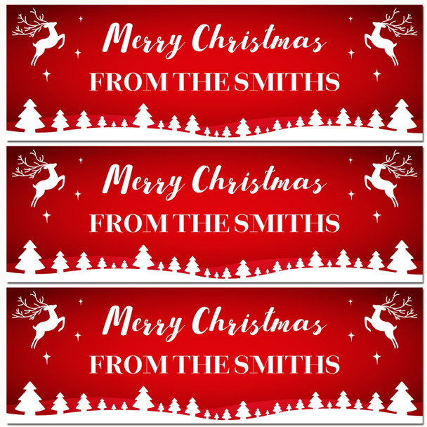 Personalised Party Banner For Christmas Red Reindeer Tree From Family