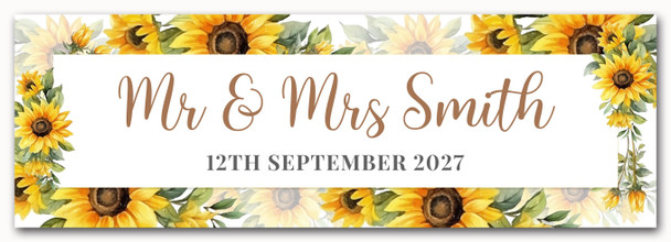 Personalised Party Banner For Wedding Day Welcome Congratulations Sunflower Gold