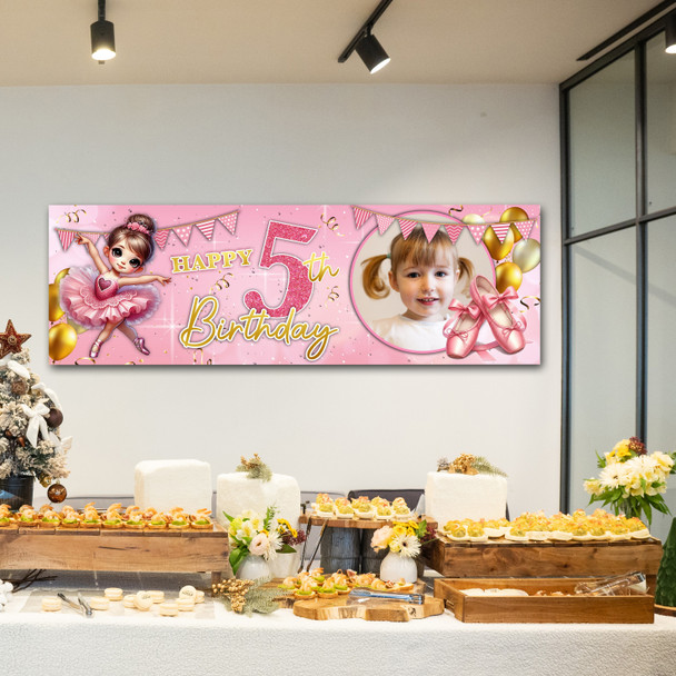 Personalised Party Banner For Kids Birthday Ballet Cute Girl Photo