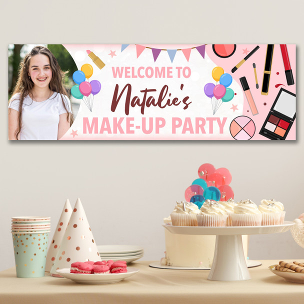 Personalised Party Banner For Kids Birthday Girls Make Up Party Photo