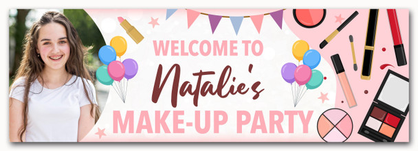 Personalised Party Banner For Kids Birthday Girls Make Up Party Photo