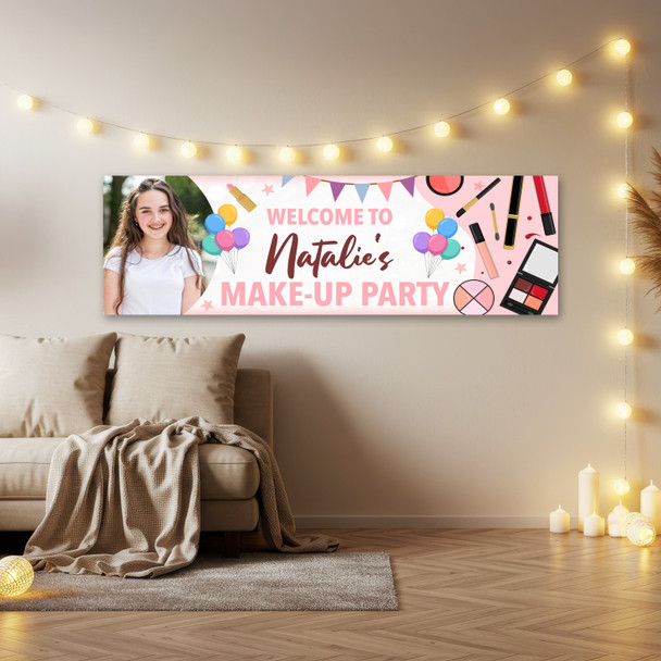 Personalised Party Banner For Kids Birthday Girls Make Up Party Photo