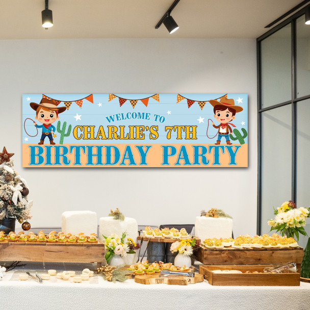 Personalised Party Banner For Kids Birthday Cute Cowboys
