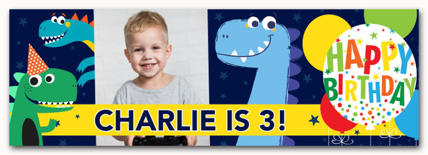 Personalised Party Banner For Kids Birthday Dinosaurs Photo
