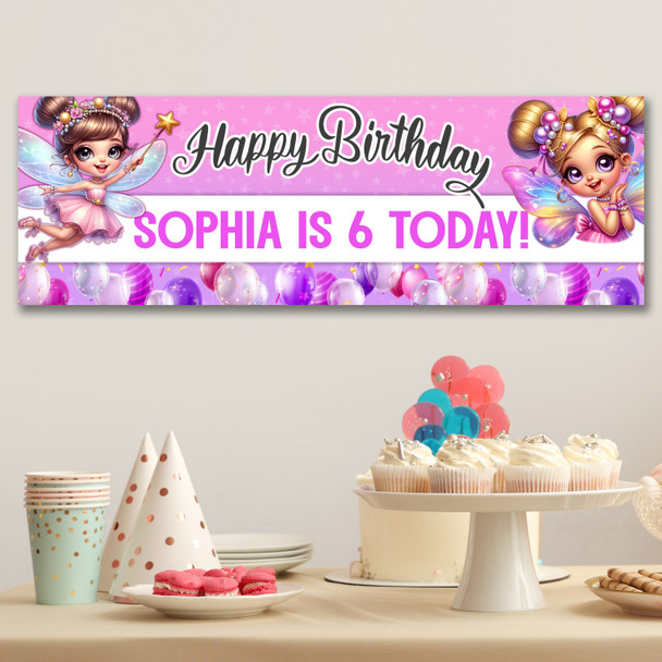 Personalised Party Banner For Kids Birthday Fairy