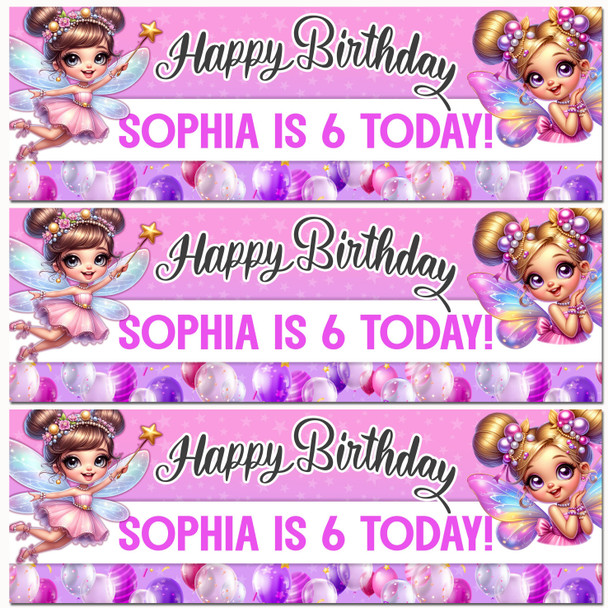 Personalised Party Banner For Kids Birthday Fairy
