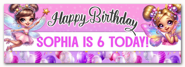 Personalised Party Banner For Kids Birthday Fairy