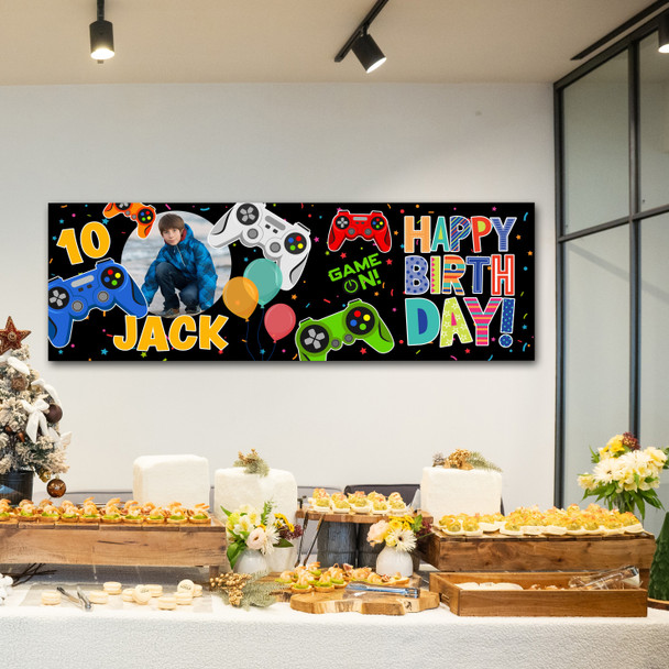 Personalised Party Banner For Kids Birthday Gaming Game Controller
