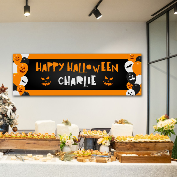 Personalised Party Banner For Halloween Balloons Orange