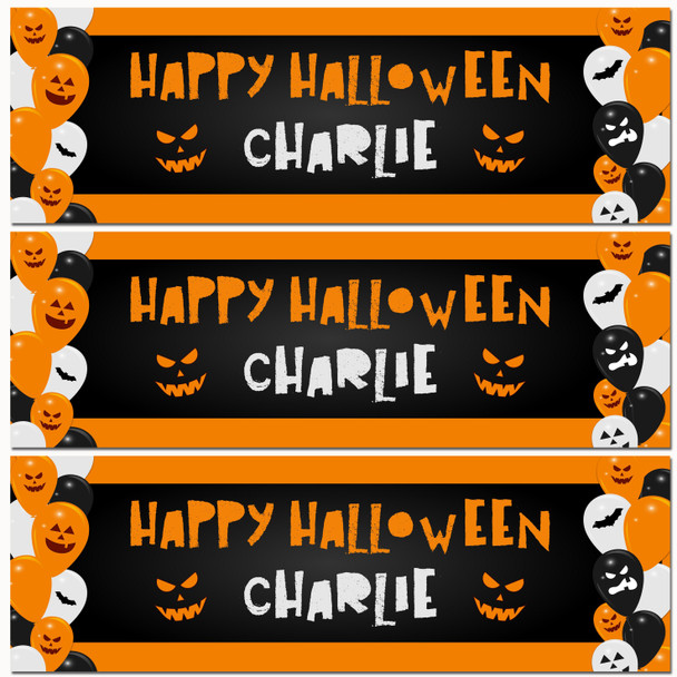 Personalised Party Banner For Halloween Balloons Orange