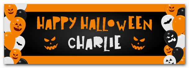 Personalised Party Banner For Halloween Balloons Orange
