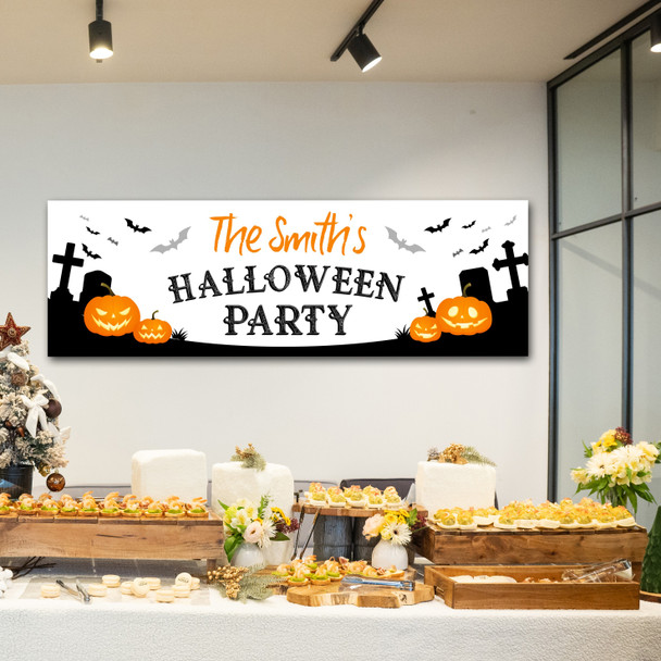 Personalised Party Banner For Halloween Party Pumpkin Graveyard