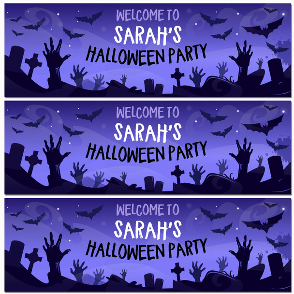 Personalised Party Banner For Halloween Party Zombie Purple