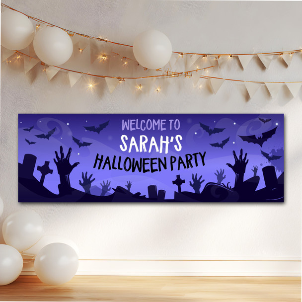 Personalised Party Banner For Halloween Party Zombie Purple