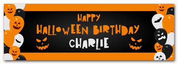 Personalised Party Banner For Halloween Birthday Balloons Orange