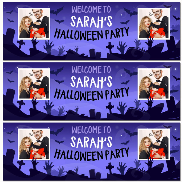 Personalised Party Banner For Halloween Party Photo Zombie Purple