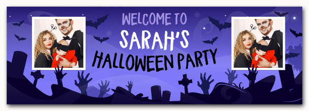 Personalised Party Banner For Halloween Party Photo Zombie Purple