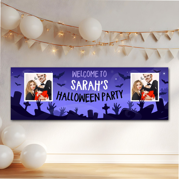 Personalised Party Banner For Halloween Party Photo Zombie Purple