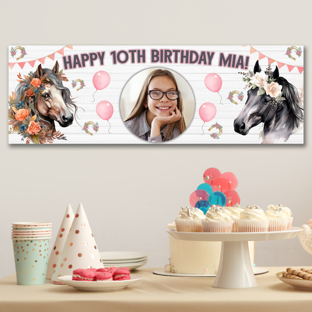 Personalised Party Banner For Kids Girls Birthday Horse
