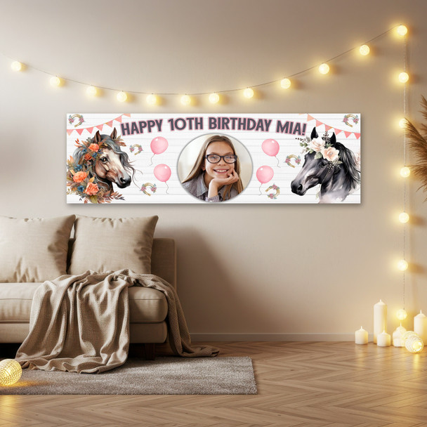 Personalised Party Banner For Kids Girls Birthday Horse