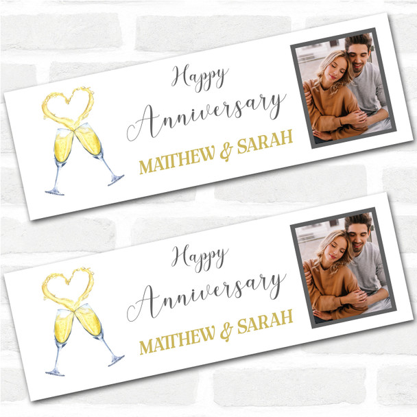 Personalised Party Banner For Wedding Anniversary Photo Flutes Heart
