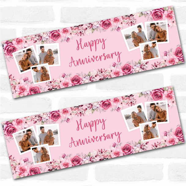Personalised Party Banner For Wedding Anniversary Photo Pink Flowers