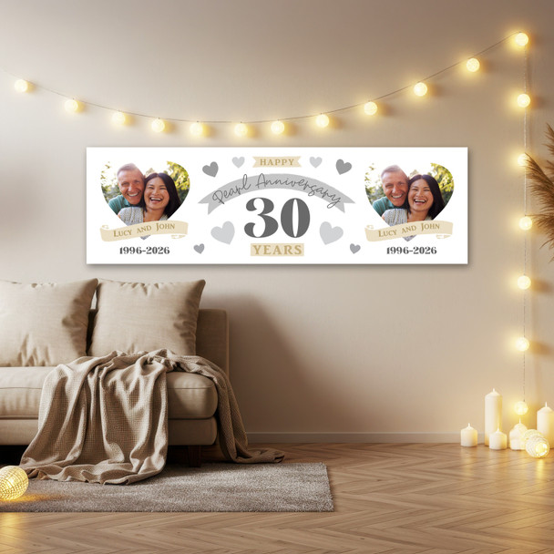 Personalised Party Banner For 30th Wedding Anniversary Pearl 30 Years Photo