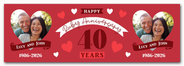Personalised Party Banner For 40th Wedding Anniversary Ruby 40 Years Photo