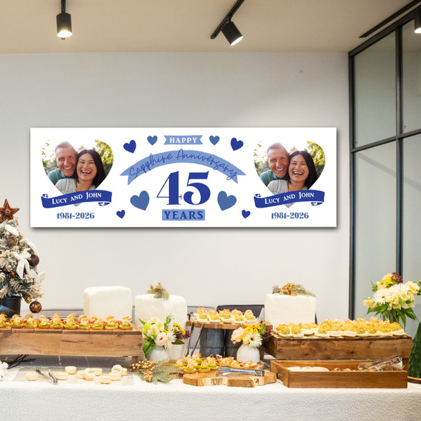 Personalised Party Banner For 45th Wedding Anniversary Sapphire 45 Years Photo