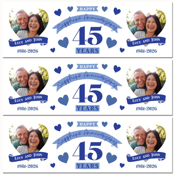 Personalised Party Banner For 45th Wedding Anniversary Sapphire 45 Years Photo