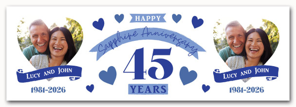 Personalised Party Banner For 45th Wedding Anniversary Sapphire 45 Years Photo