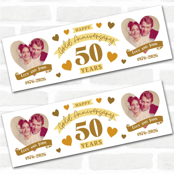 Personalised Party Banner For 50th Wedding Anniversary Gold 50 Years Photo