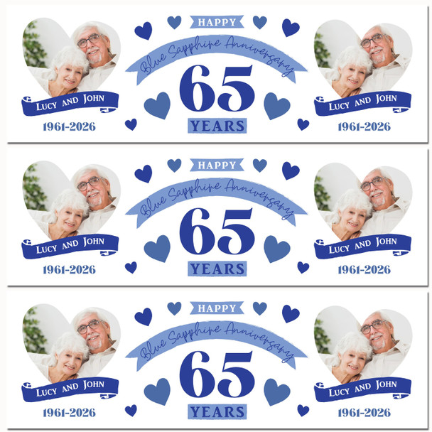 Personalised Party Banner For 65th Wedding Anniversary Sapphire 65 Years Photo