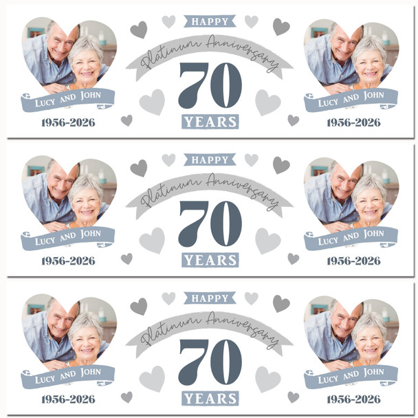 Personalised Party Banner For 70th Wedding Anniversary Platinum 70 Years Photo