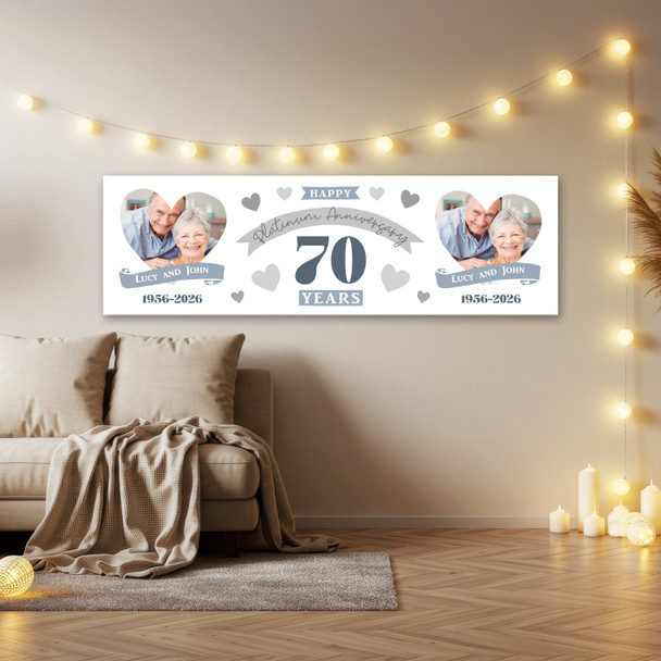 Personalised Party Banner For 70th Wedding Anniversary Platinum 70 Years Photo