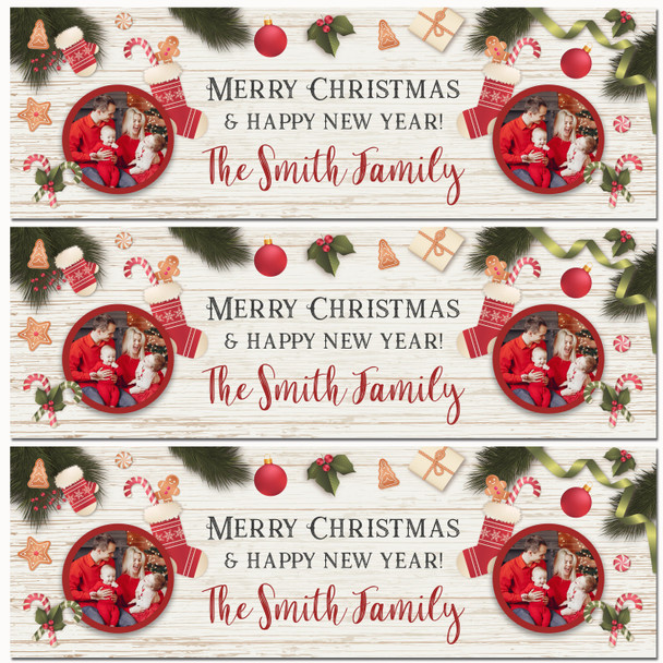 Personalised Party Banner For Christmas Family Photo Stocking Wood